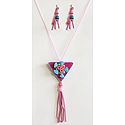 Light Mauve, Light Blue Felt Necklace with Earrings