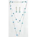 Cyan Blue Crystal Bead Necklace Set