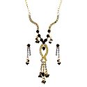 White Stone Studded Necklace with Earrings