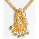 Peach and off-White Twisted Cord Necklace with Stone Studded Pendant