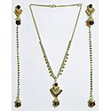 Faux Zirconia and Citrine Necklace with Earwrap Dangle Earrings