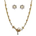White Stone Stuudded Necklace with Earrings