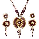 Wooden Bead Necklace with Paddy Pendant and Earrings
