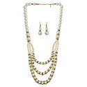 Faux Pearl Bead and Zirconia Necklace Set