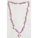 Painted Shell Necklace in Pink with White Cowrie
