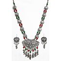 Metal Necklace with Gorgeous Pendant and Earrings