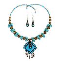 Blue Stone Chips Tibetan Spring Necklace with Earrings