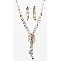 White with Multicolor Stone Studded Necklace Set with Earrings