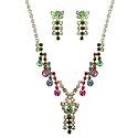 Multicolor Stone Studded Necklace with Earrings