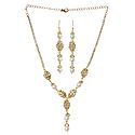 White Stone Studded and Gold Plated Necklace and Earrings