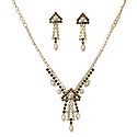 Black and White Stone Studded Necklace and Earrings