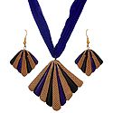 Hand Painted Terracotta Pendant and Earrings