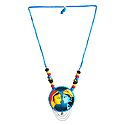 Adjustable Necklace with Hand Painted Cardboard Radha Krishna Pendant