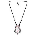 Adjustable Necklace with Hand Painted Cardboard Pendant