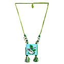 Adjustable Necklace with Hand Painted Krishna Symbols on Cardboard Pendant
