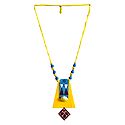 Adjustable Necklace with Hand Painted Abstract Human Figure on Cardboard Pendant