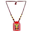 Adjustable Necklace with Hand Painted Owl on Cardboard Pendant