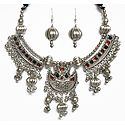 Metal Necklace with Pendant and Earrings