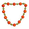 Dark Saffron and Light Green Wooden Bead Necklace