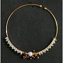 White Stone Studded and Gold Plated Non Piercing Nose Ring