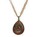 Rust Brown Tear Drop Metal Pendant
