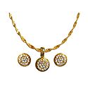 White Stone Studded Pendant with Gold Plated Chain
