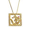 Stone Studded Om Pendant