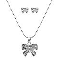White Stone Studded Pendant with Chain and Earrings