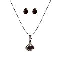 Maroon Stone Studded Pendant with Chain and Earrings