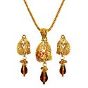 Gold Plated Pendant with Chain and Earrings