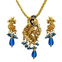 Golden Pendant with Chain and Earrings