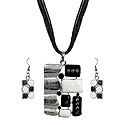 Black and White Rectangle Metal Pendant