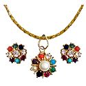 Multicolor Stone Studded Pendant with Chain