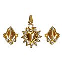 Brown Stone Studded Pendant with Earrings