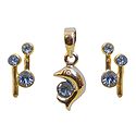 Blue Stone Studded Pendant with Earrings