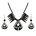 Black Corded Acrylic Necklace with Earrings