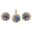 Light Blue and Multicolor Stone Studded Pendant and Earrings