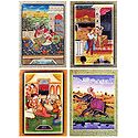 King with His Concubines and Hunter - Set of 4 Unframed Posters