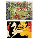 Lovers with Camel and Village Scene - Set of 2 Small Posters