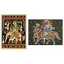 Prince on Elephant and King on Horse - Set of 2 Small Posters