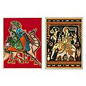 Dhola Maru and Prince on Elephant - Set of 2 Small Posters