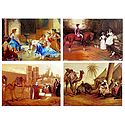 European Beauties and Camels with Merchants - Set of 4 Posters