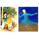 Village Girl and Angel - Set of 2 Small Posters