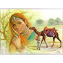 Rajasthani Man, Woman and Camel