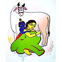 Krishna with Mother Yashoda - Photo Print of Jamini Roy Painting