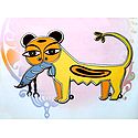 Cat with Lobster - Photo Print of Jamini Roy Painting