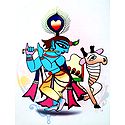 Murlidhar Krishna - Photo Print of Jamini Roy Painting