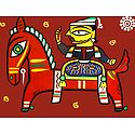King on Horse - Photo Print of Jamini Roy Painting