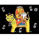 Durga with Ganesha Sitting on Lion - Photo Print of Jamini Roy Painting