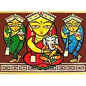 Lakshmi, Saraswati and Durga with Ganesha - Photo Print of Jamini Roy Painting